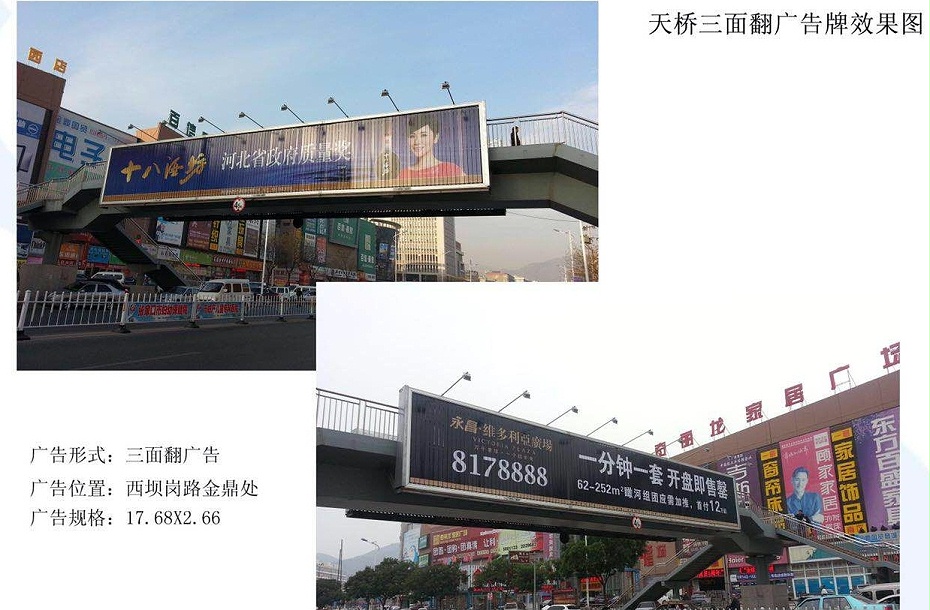 西壩崗金鼎處過街天橋三面翻廣告張家口戶外廣告